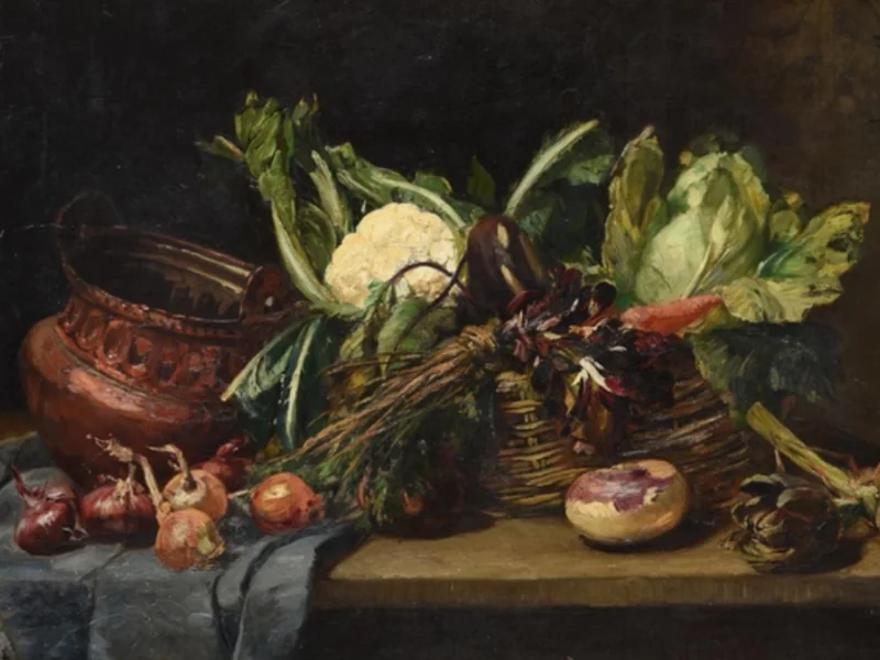 1883-Elena Alexandrina Barabaș-Bednarik - Natura morta con verdure